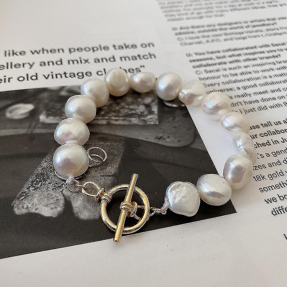 Sterling silver pearl charm bracelet