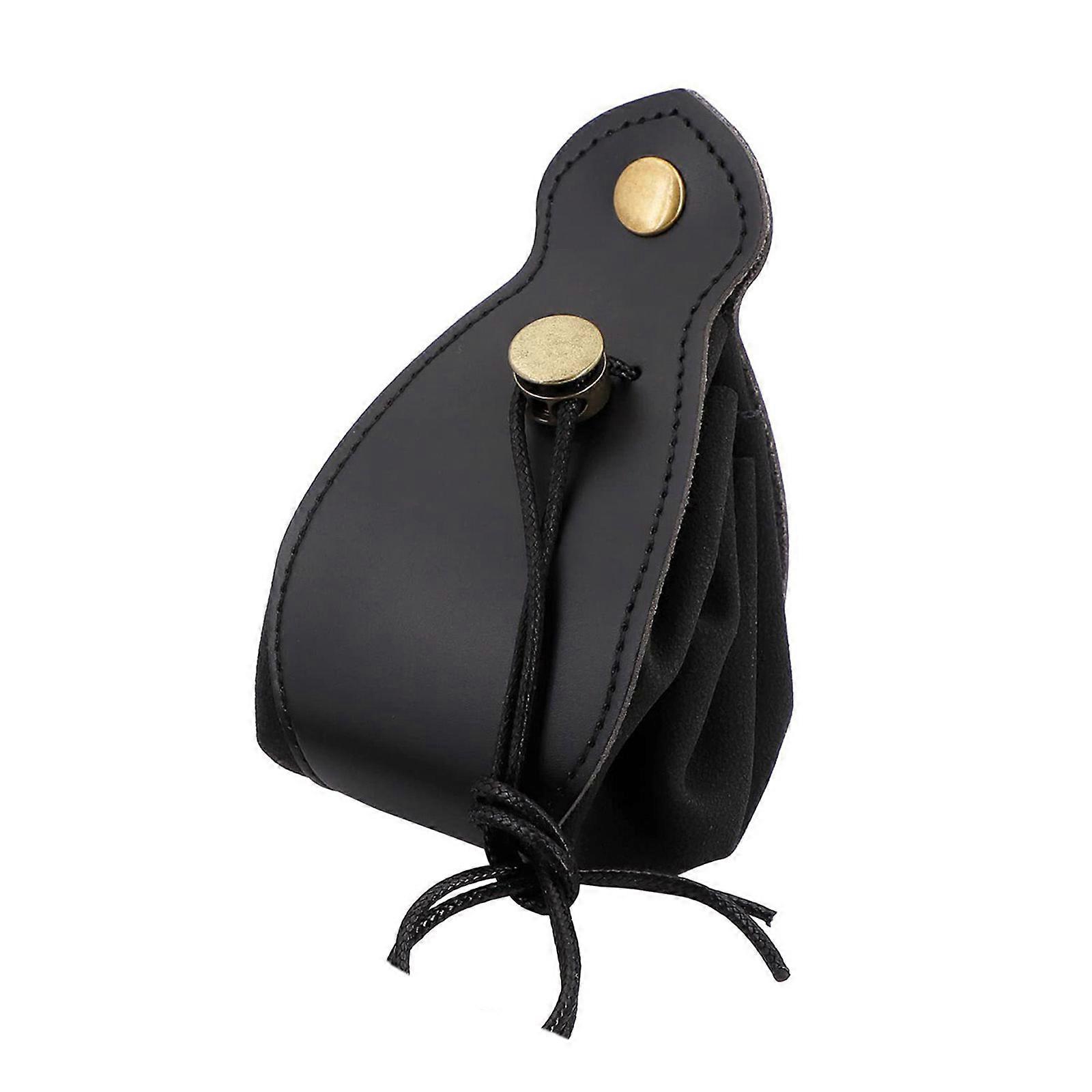 Big Capacity Dice Bag Drawstring Dice Pouch-DND Dice Storage Bag for RPG-MTG-Table-Games,Portable Leather Dices Bag Black