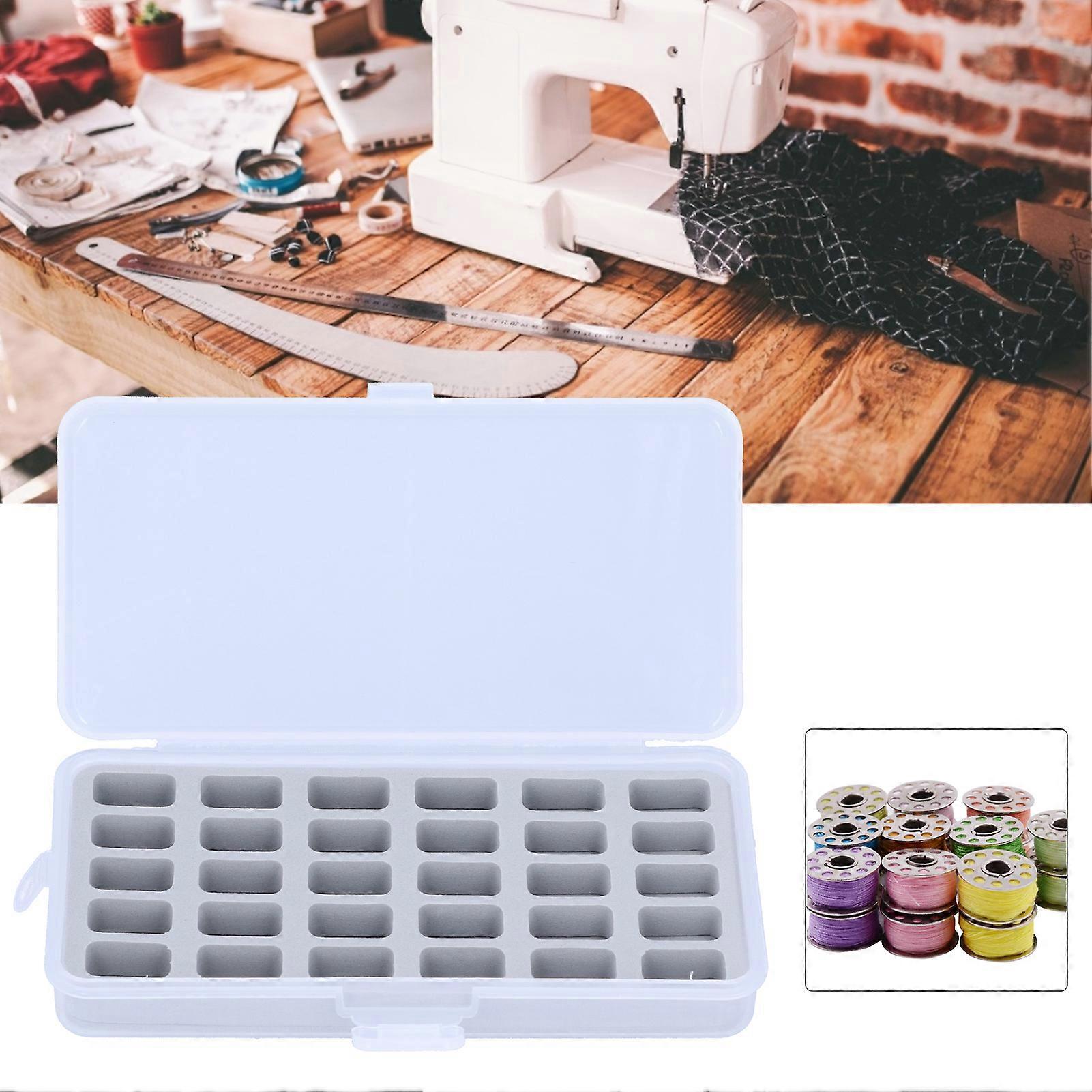 Bobbin Box Organizer Plastic Case Transparent 30 Slots Empty Spools Sewing Craft Storage
