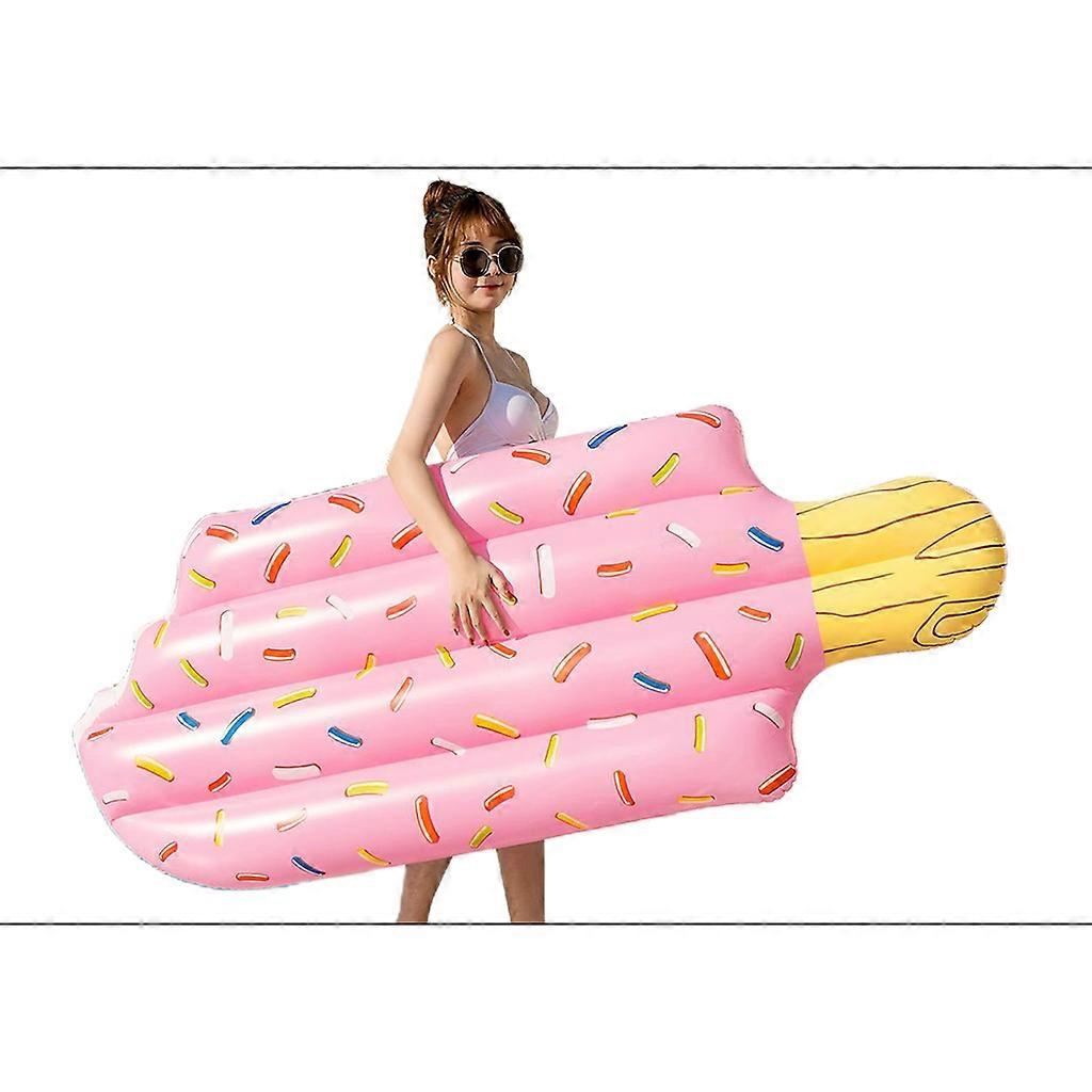 Funny Inflatable Ice Cream Pool Floating Row Swimming Pool Air Mattress Bed Water Riding Hammock Summer Beach Party Toys Pink