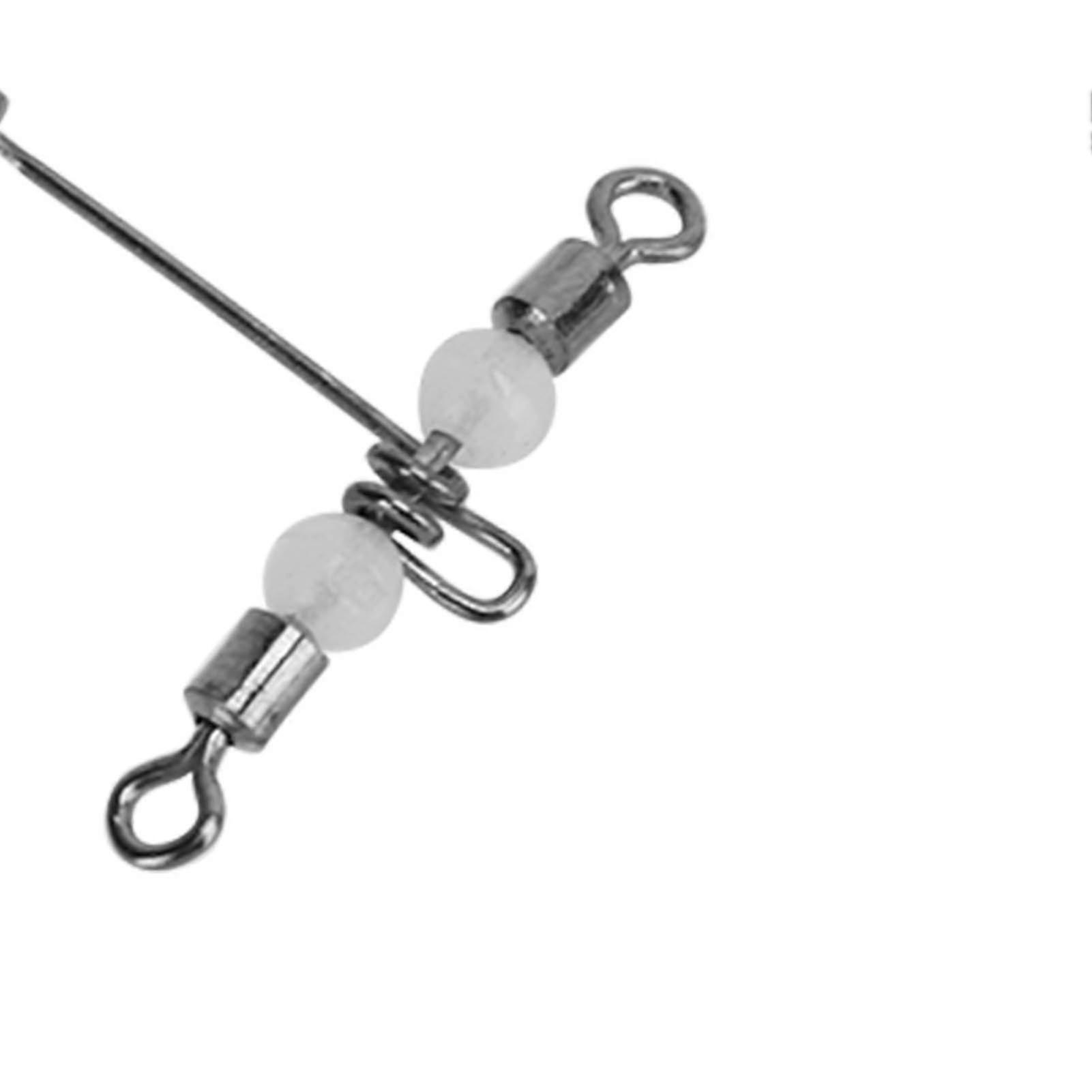 20Pcs Luminous Fishing Swivels T Shape 3 Way Connector Cross Rolling Swivels with Beads 4 x 5#