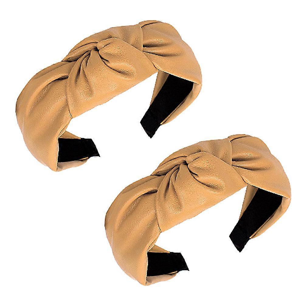 Bandeau à larges bords noué en cuir PU simple au milieu