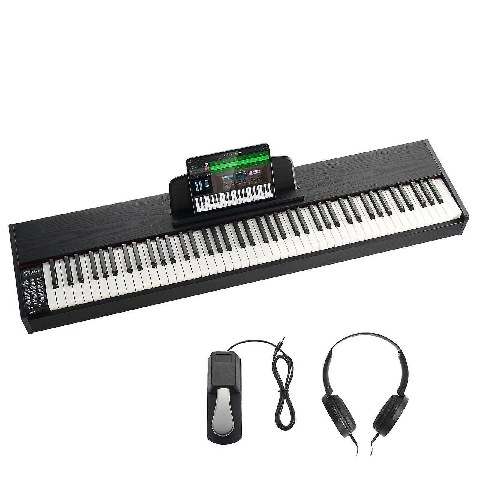 Weighted Digital Piano with Sustain Pedal Headphone 200 Tones & Rhythms, 88 Keys, Support Bluetooth/USB/MIDI, for Beginners Teachers