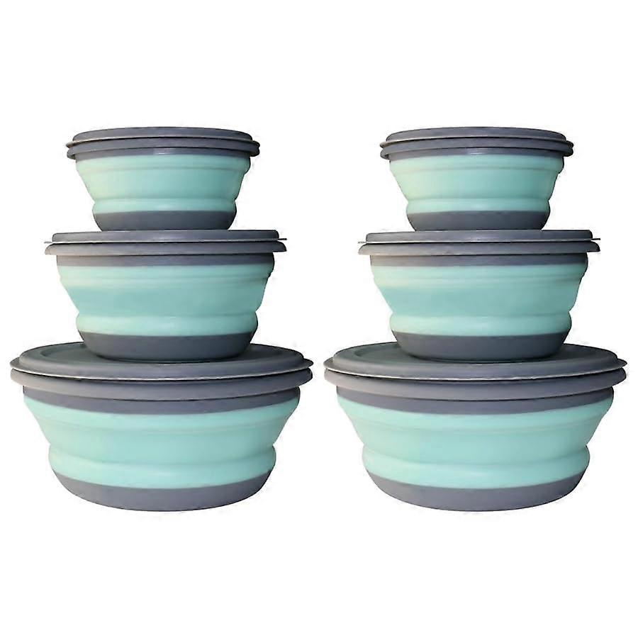 6 PCs Silicone Collapsible Bowls Set, Food Grade Expandable Lunch Containers with Lids for Salad and Meal Prep