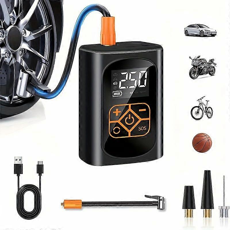 Portable Tire Inflator Pump Air Pump with Multi-Function Nozzle for Car, Motorcycle