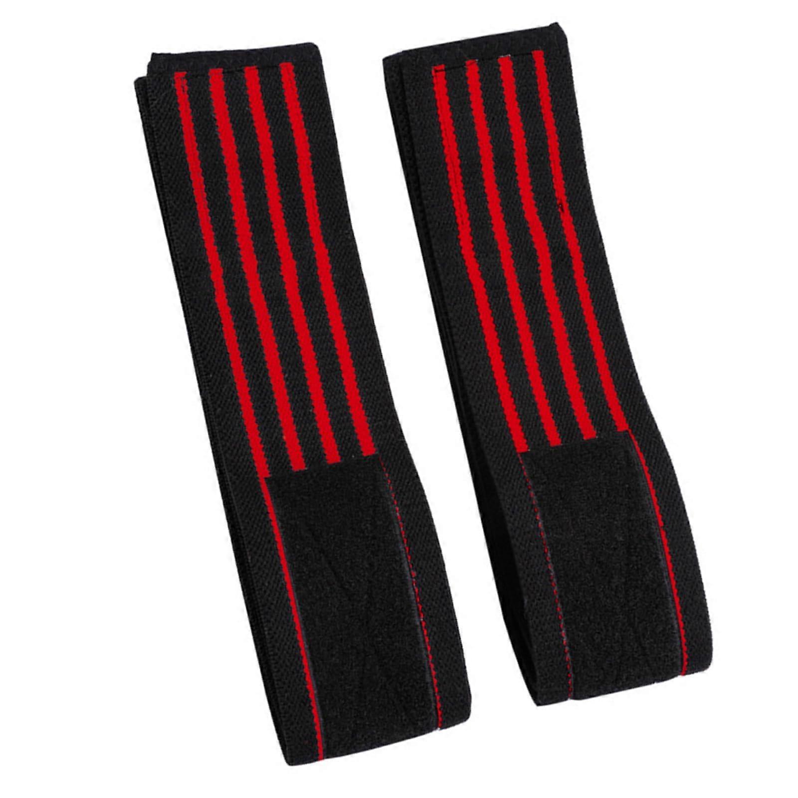 Antislip Knee Support Wrap for Running, Adjustable Flexible Straps, Red with Four Stripes, Sports Knee Compression Wrap