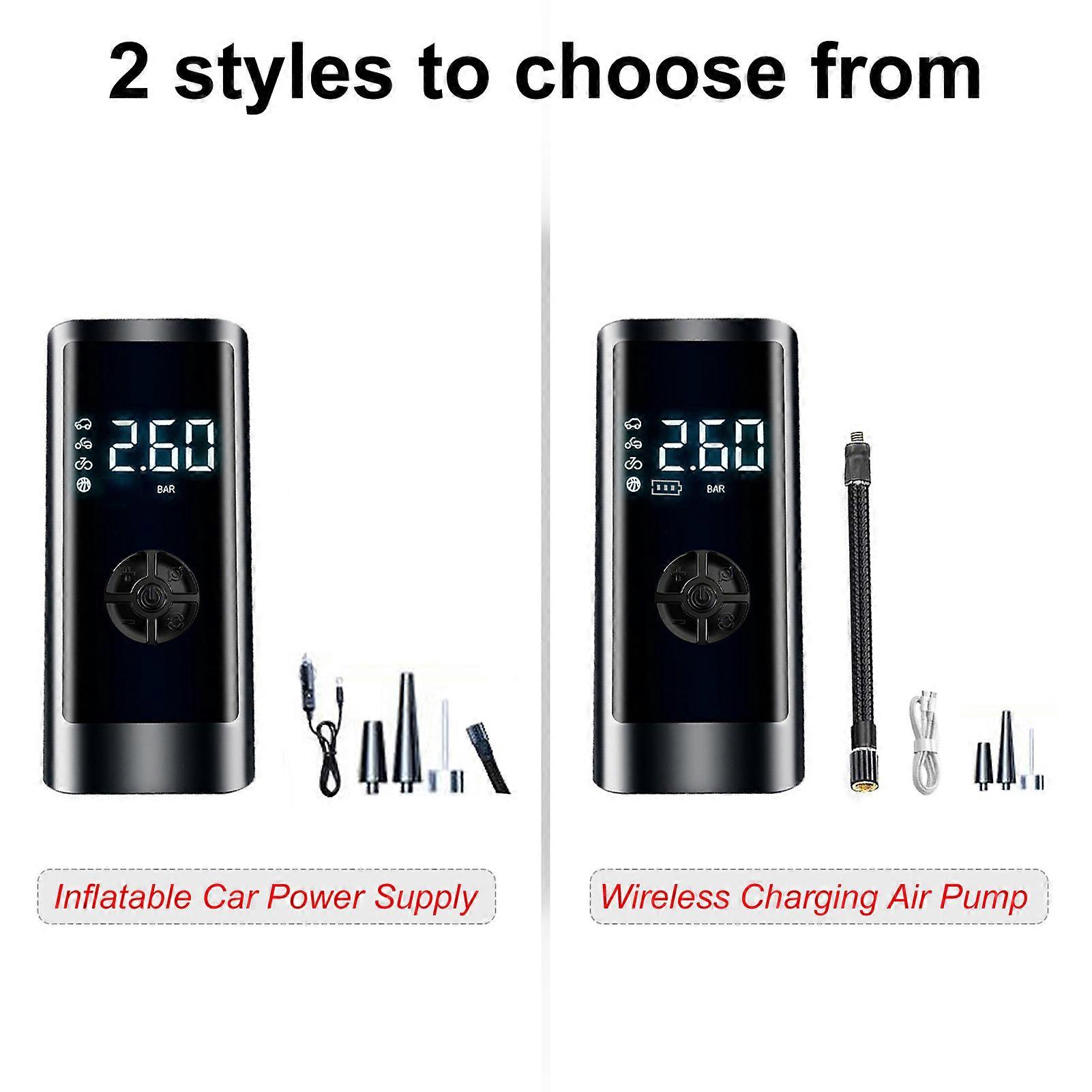 Digital air pump for automobile - Smart electric inflator portable black