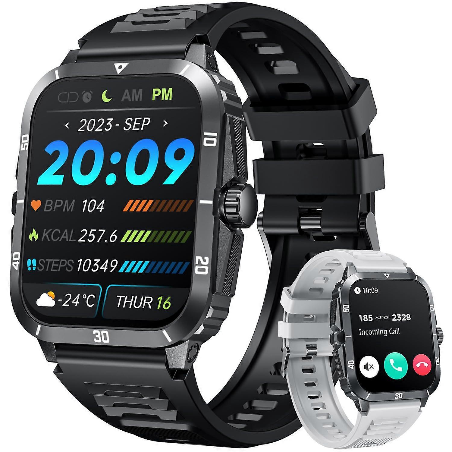 Smartwatch Men's Fitness Smart Monitoring: 2.0 -inch wrist clock with Bluetooth call response