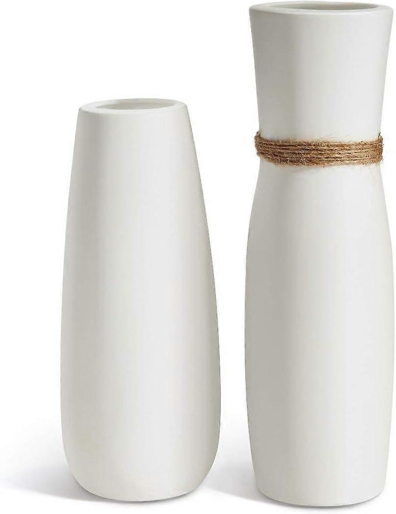 White ceramic vases with different unique rope patterns, suitable for home decoration2-piece set