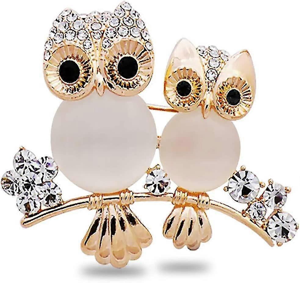 フクロウラインストーンクリスタルブローチピン女性用スカーフショールクリップ