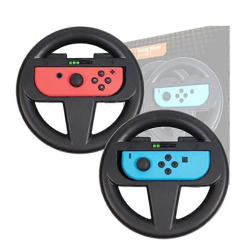 Black 2 Pcs Joy-Con Grip Steering Wheel Handle Controller For Nintendo Switch