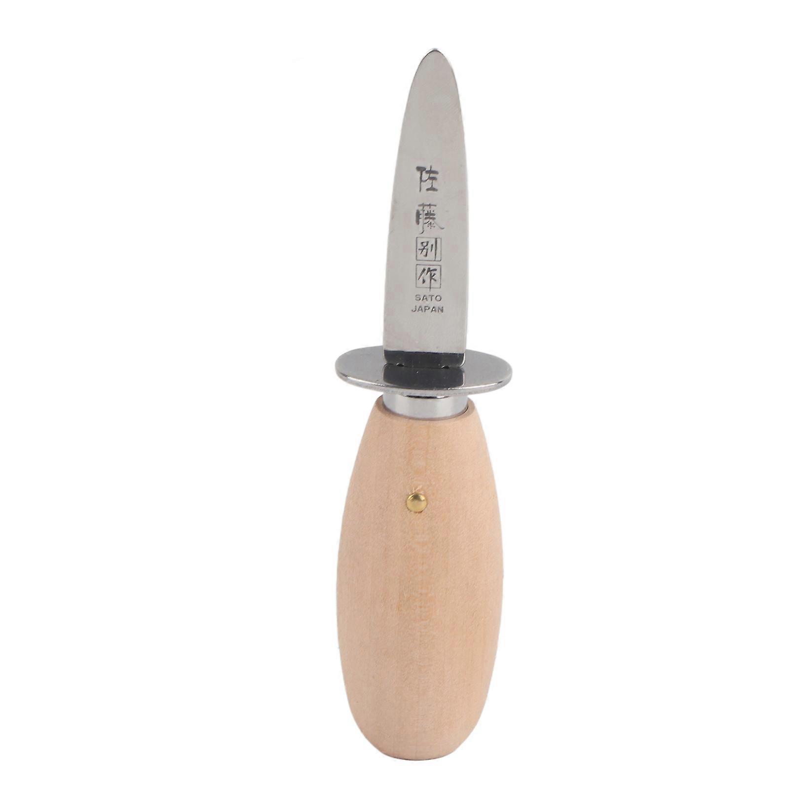Stainless Steel Oyster Knife Small Size Easy-to-Use Shucking Tool Wooden Handle Durable Blade for Opening Oysters Scallops Shellfis