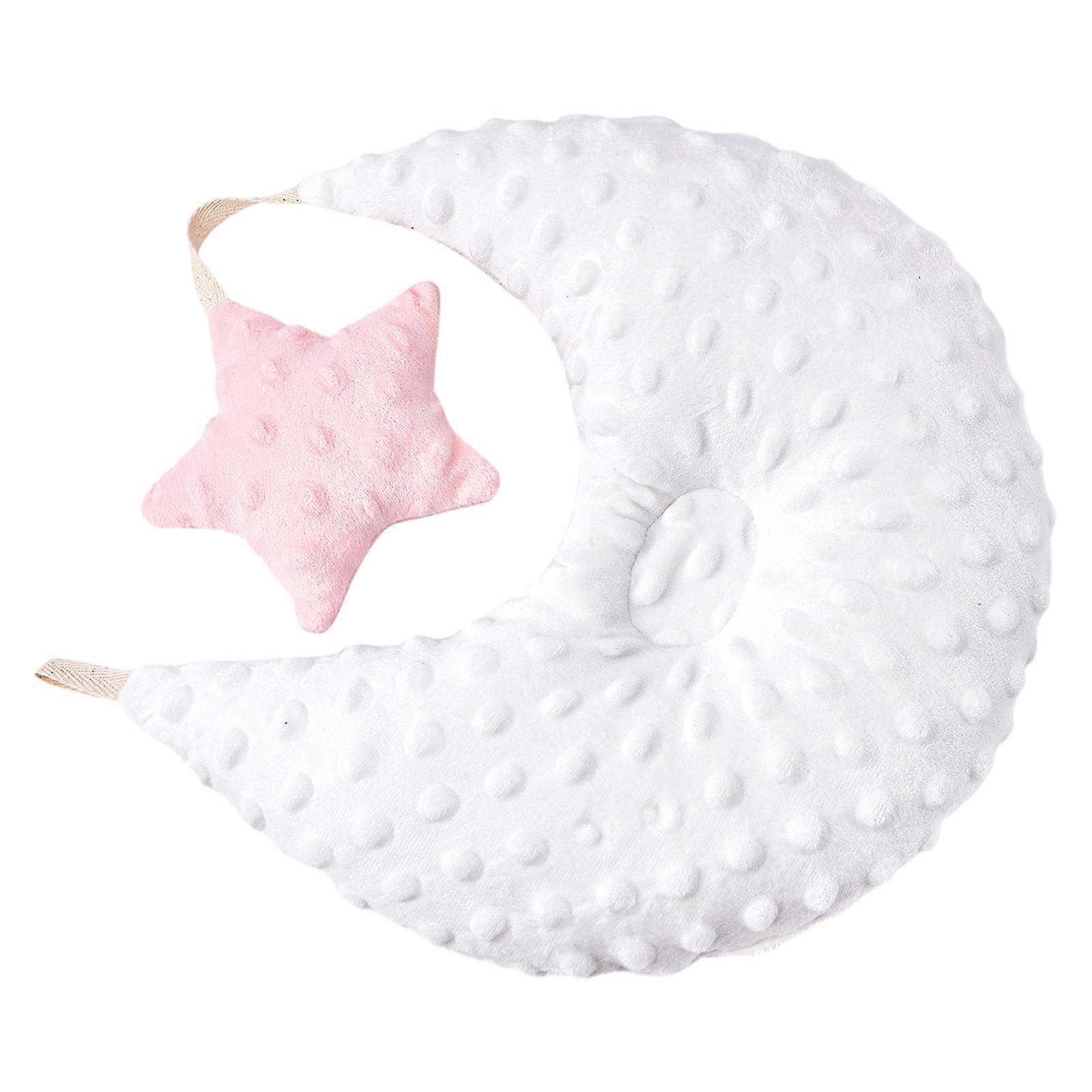 Baby Sleep Support Cushion Baby Moon Shape Pillow Soft & Warm Infant Sleep Pillows Provide Comfortable Rest for Babies White