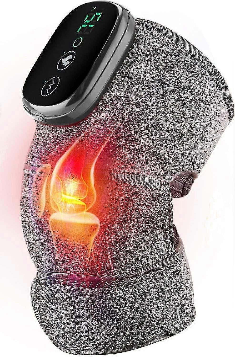 Massaggiatore Ginocchio Senza Fili Moajaza Con Calore E Vibrazione, 3 In 1 Cuscinetti Riscaldanti Per Ginocchio Spalla Gomito Sollievo Dallo Stress Tessuto Profondo -CN