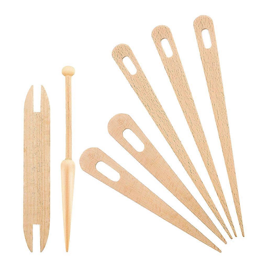 7pcs/Set Wooden Weaving Needles Tools Kit for DIY Knitting Crafts Tapestry Carpet Wall Hanging Decoration Starter Kit
