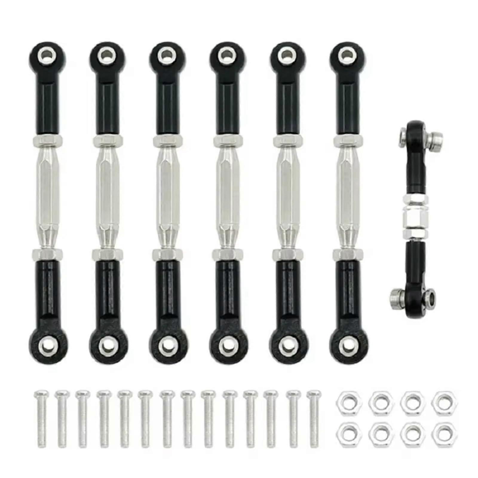 RC Car Accessories Compatible with Traxxas Slash VXL Rustler Hoss 1/10 Upgrades Metal Turnbuckles Camber Link Rod Set (Black)