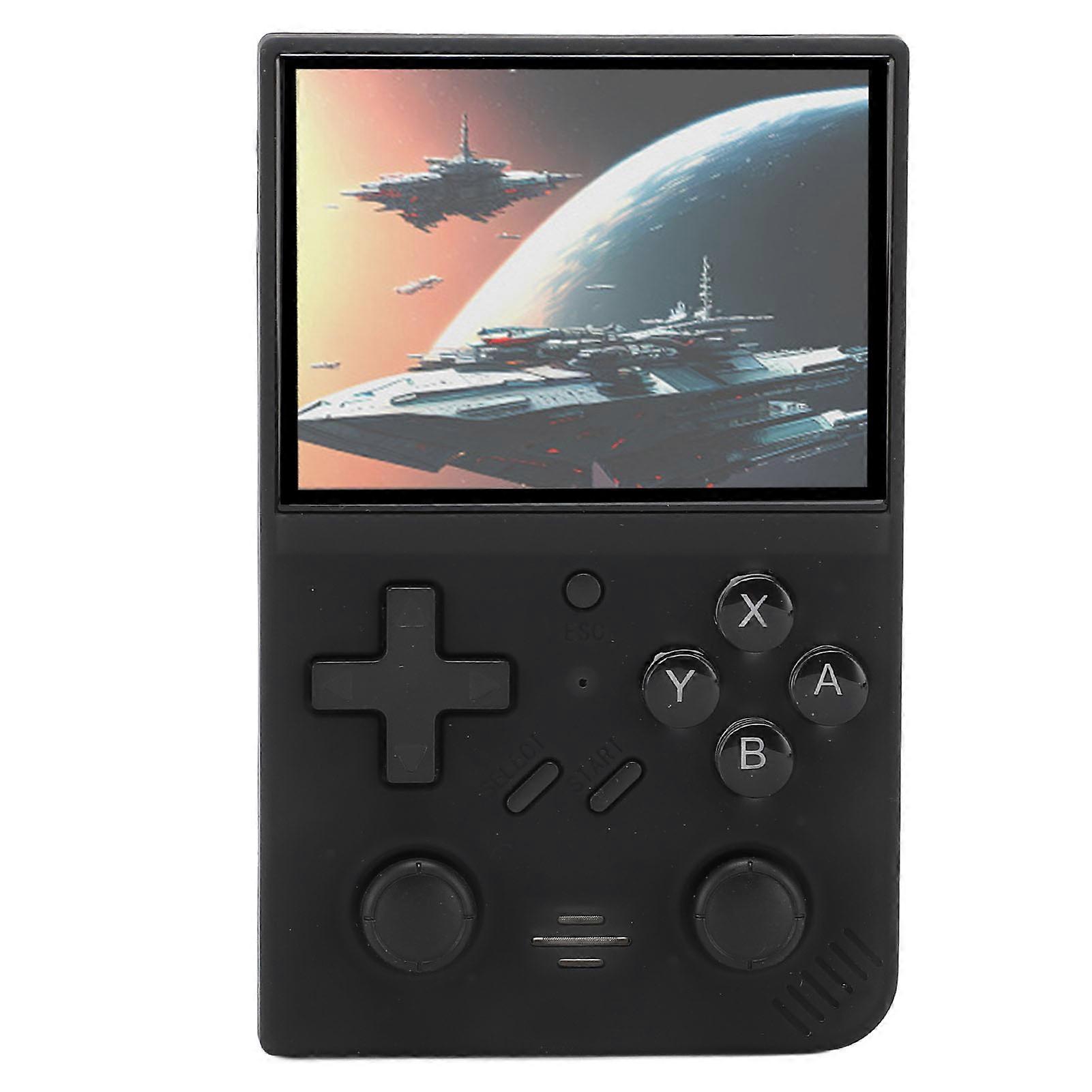 Handheld Retro Game Console 3.5 Inch IPS Screen Open Source Portable Video Game Console with Dual 3D Joysticks 64GB Small Memory Card for Kids Black 