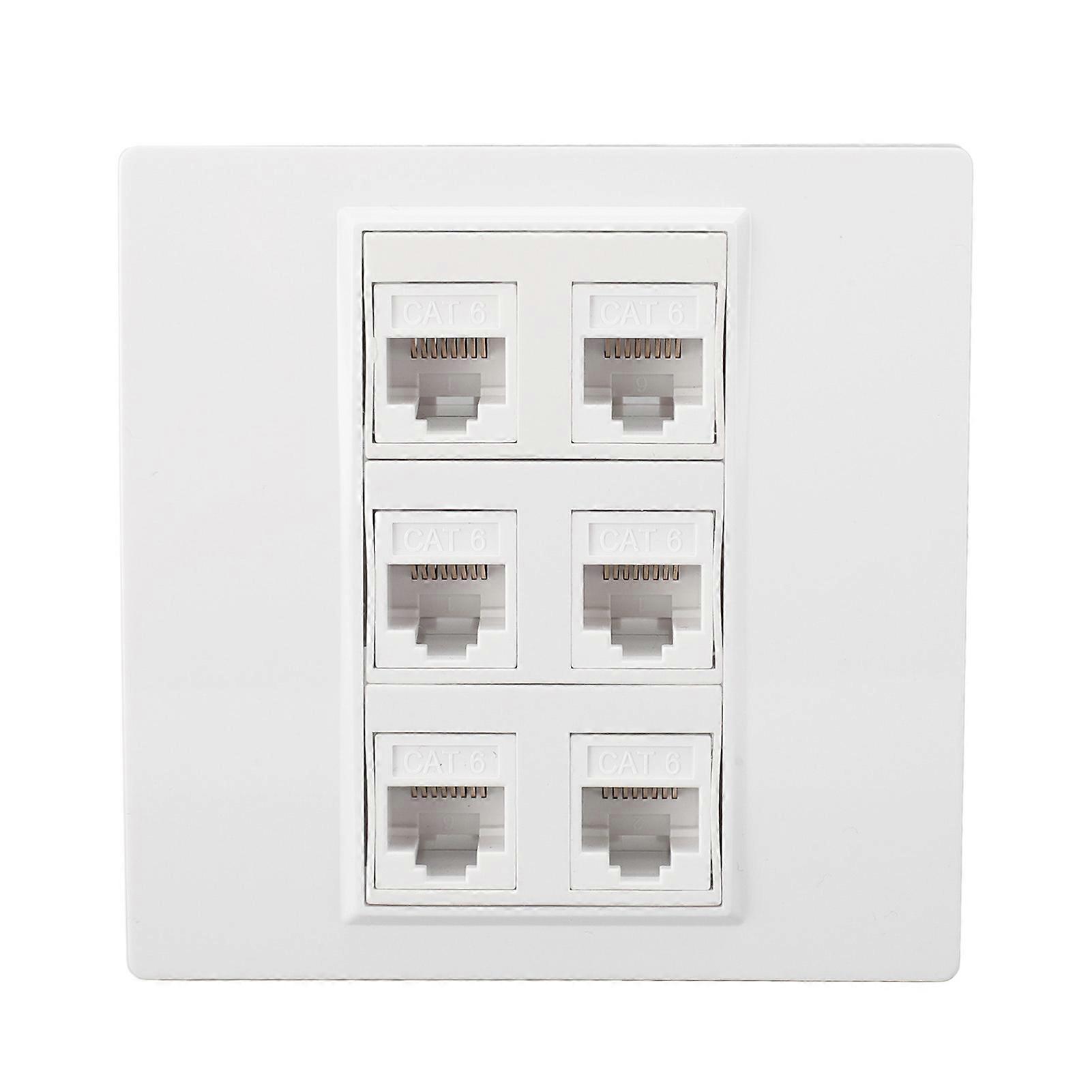 6 منافذ Cat 6 Ethernet لوحة حائط قابلة للإزالة من أنثى إلى أنثى لوحة حائط إيثرنت لأجهزة إيثرنت Cat6 6a 5 5e 