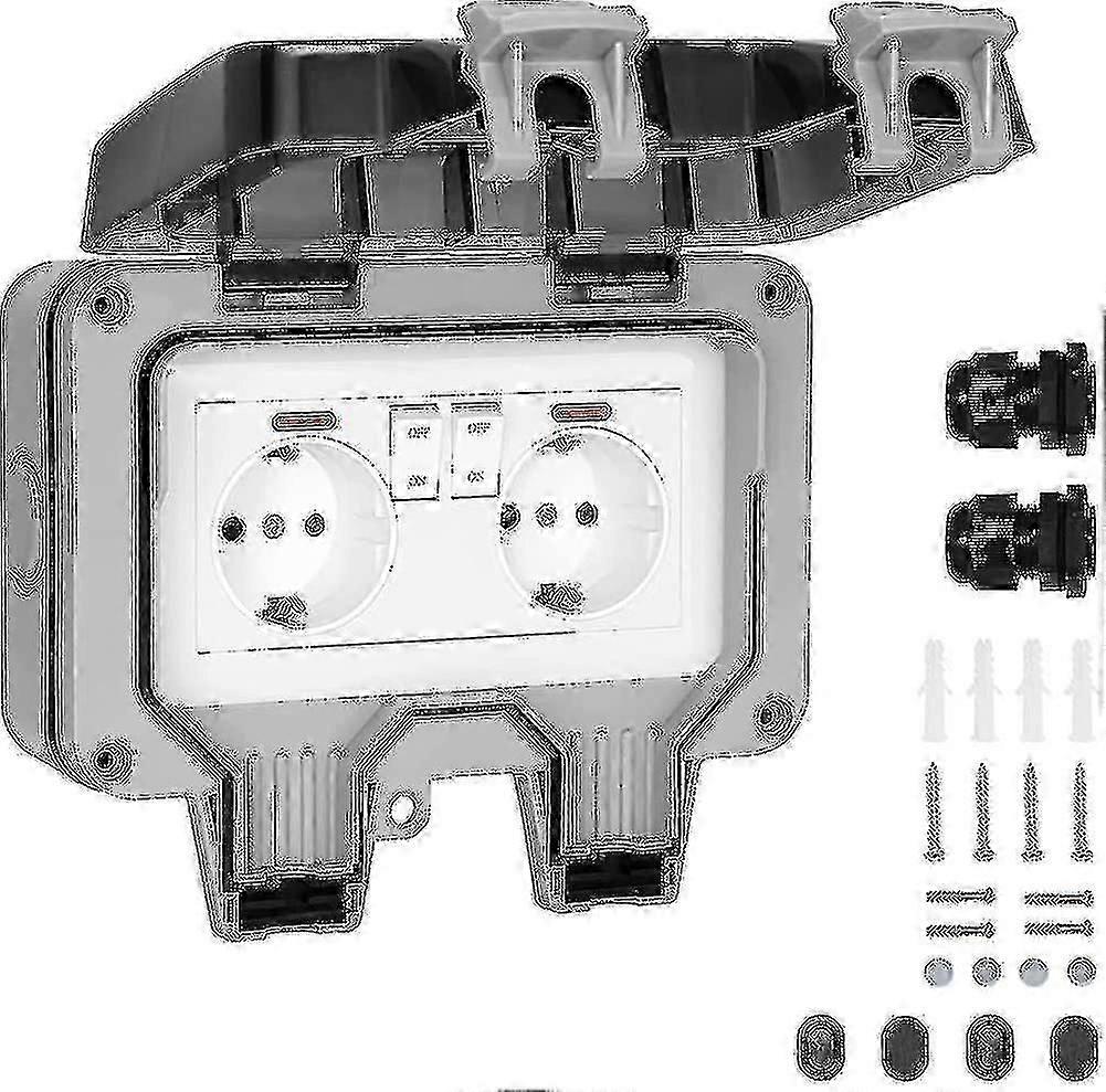 منفذ حائط مقاوم للماء Ip66 منفذ مقاوم للماء في الهواء الطلق مع مفتاح ، مقاوم للماء