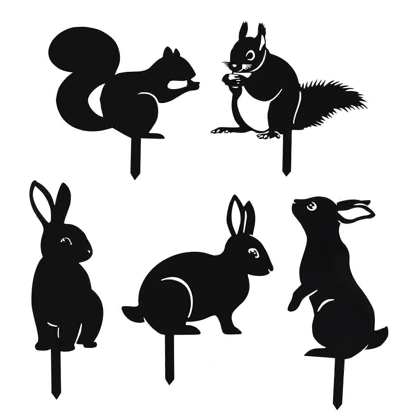 5Pcs Landscape Decors Iron Simulated Squirrel Crafts Yard Decors (Random Style)