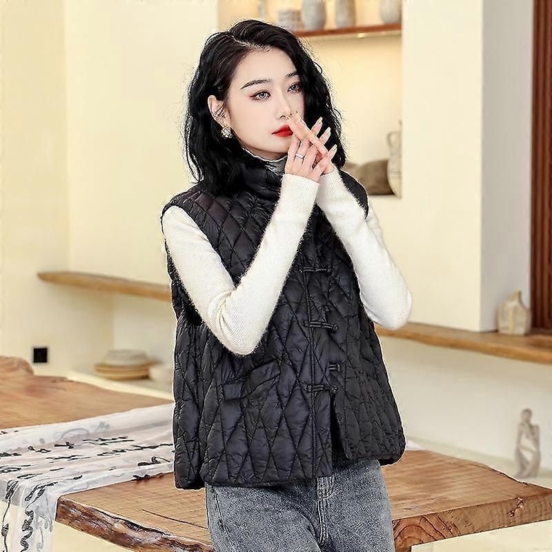 Plus Size Cotton Vest Women's Fall and Winter Loose Stand-up Collar Cotton Undershirt Shoulders Sleeveless Jacket Fashion Waistcoat