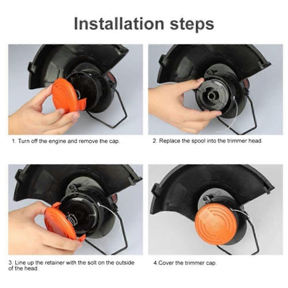 4pcs Spool Caps + 4pcs Springs Replacement Parts Accessories Compatible with Black-Decker RC-100-P Lawnmower