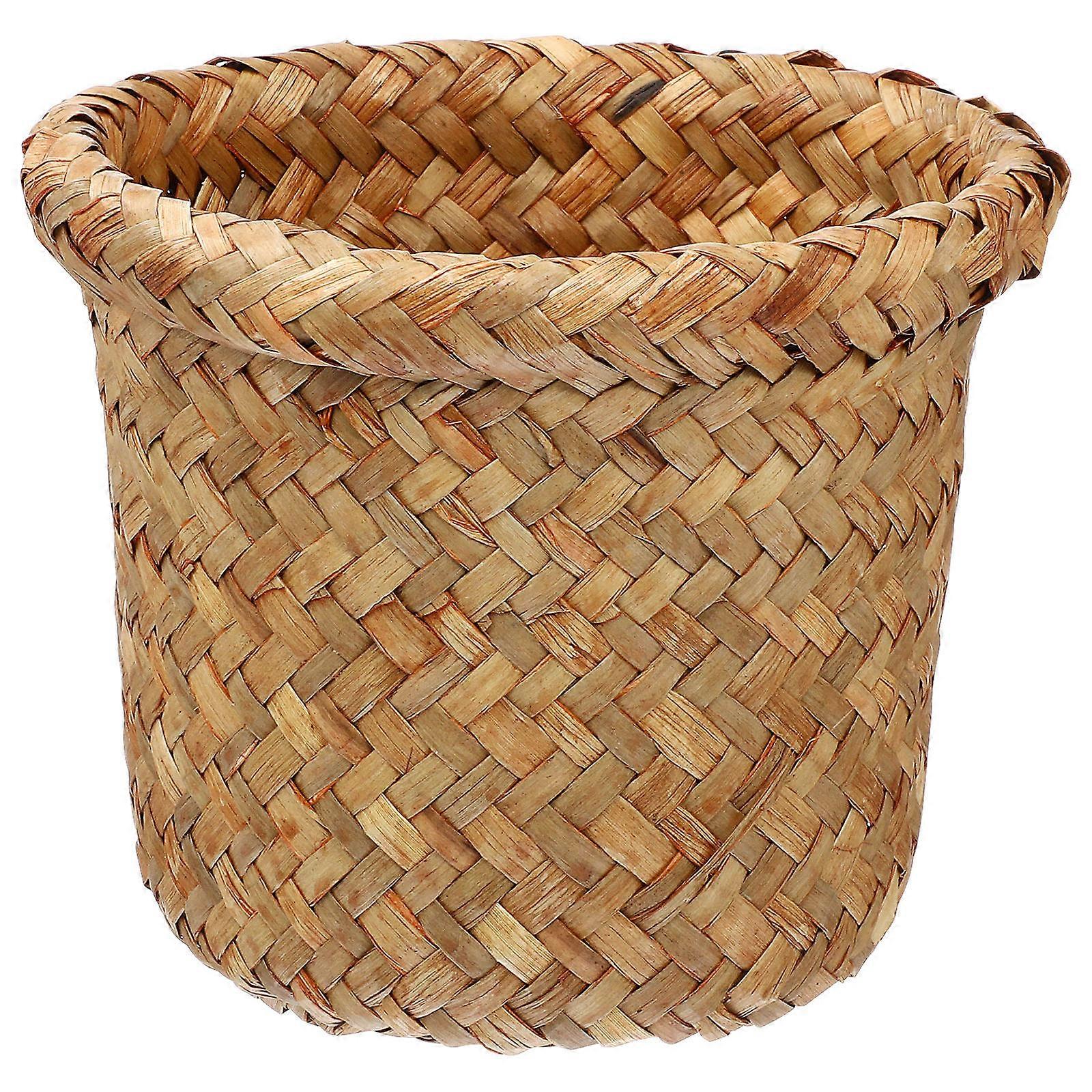 Stylish Multi Function Woven Sea Grass Trash Basket – Wear Resistant Waste Bin for Office Home Decor Storage