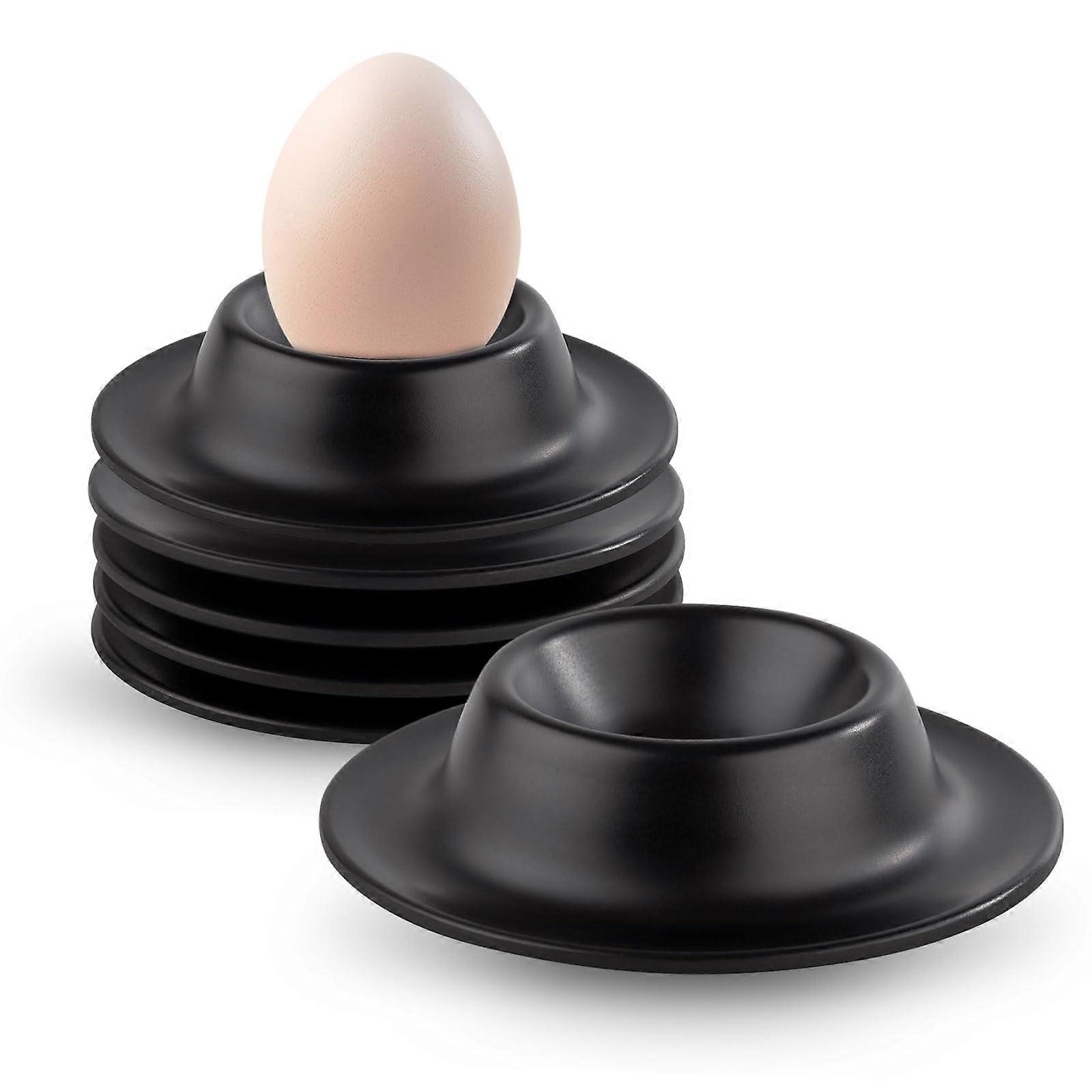 Egg Cups Set of 6, Modern and Shatterproof Egg Holder, Egg Holder Set with Practical Shelf and Overflow Protection