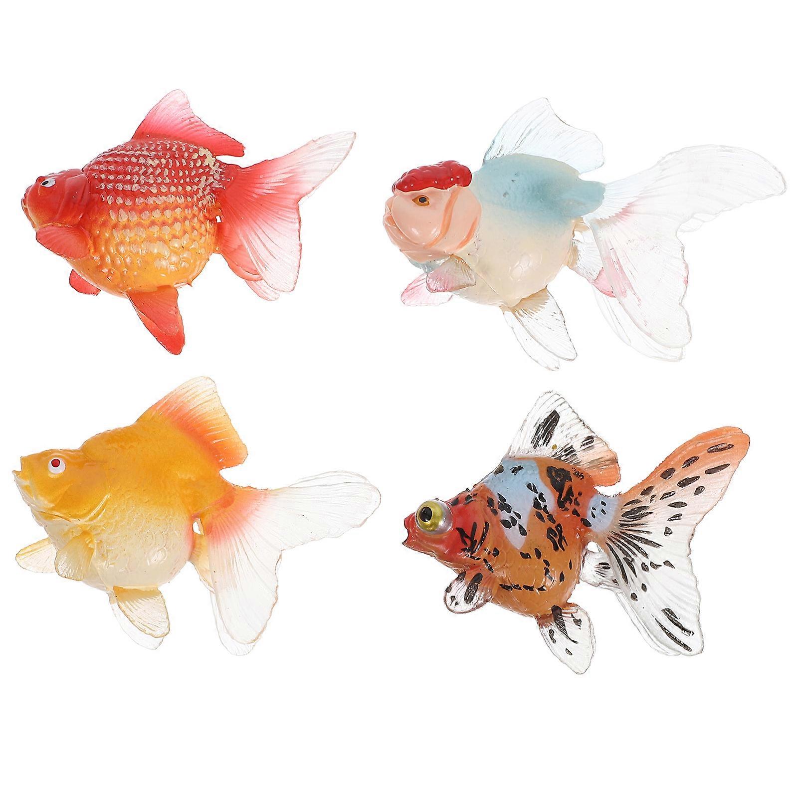 Simulation Fish Figures Colorful Fake Fish Model Fish Tank Decorations Assorted Color 5.00X4.30X2.50CM Educational 4Pcs