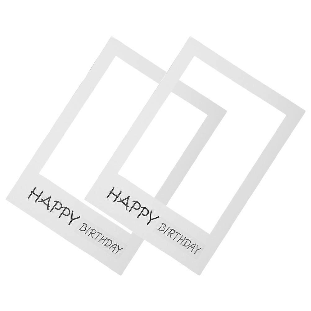 2pcs Happy Birthday Photo Booth Frames Reusable Paper Props Party Decorations for Boys Unique Pattern Accessories