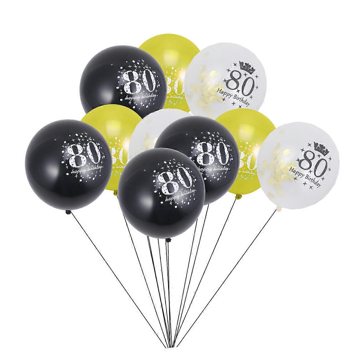 Cute Party Balloons Digital Confetti Balloons Latex Material Assorted Color Round Shape for Birthday Anniversaries 15Pcs