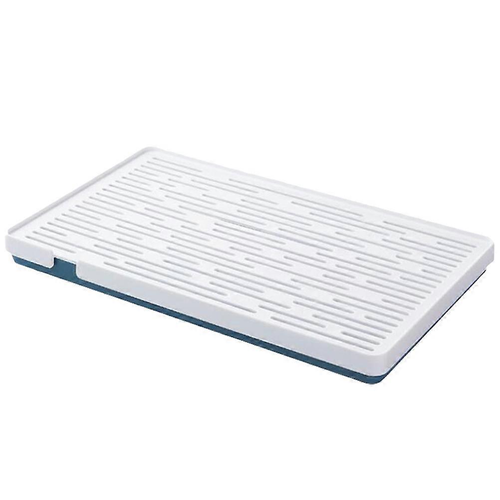 Drainage Tea Tray Plastic Dish Drainer for Household Kitchen Item White 37.5X22.5CM Storage 1Set