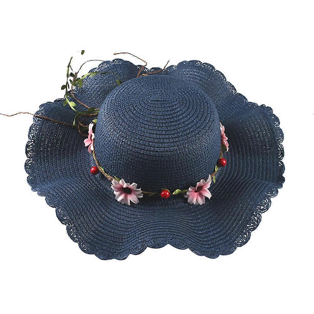 Ladies Sun Hats Wide Brim Beach Hats Sun Protection Hat With Breathable Sweatband For Travel Hiking 11 x 11 x 2cm 1Pc