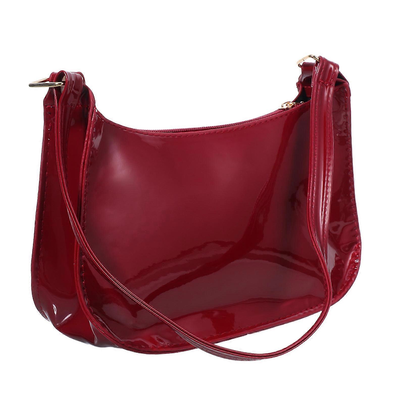 Soft PU Handbag with Zipper Closure for Casual and Formal Occasions, Compact Red Purse for Spring and Summer Outfits