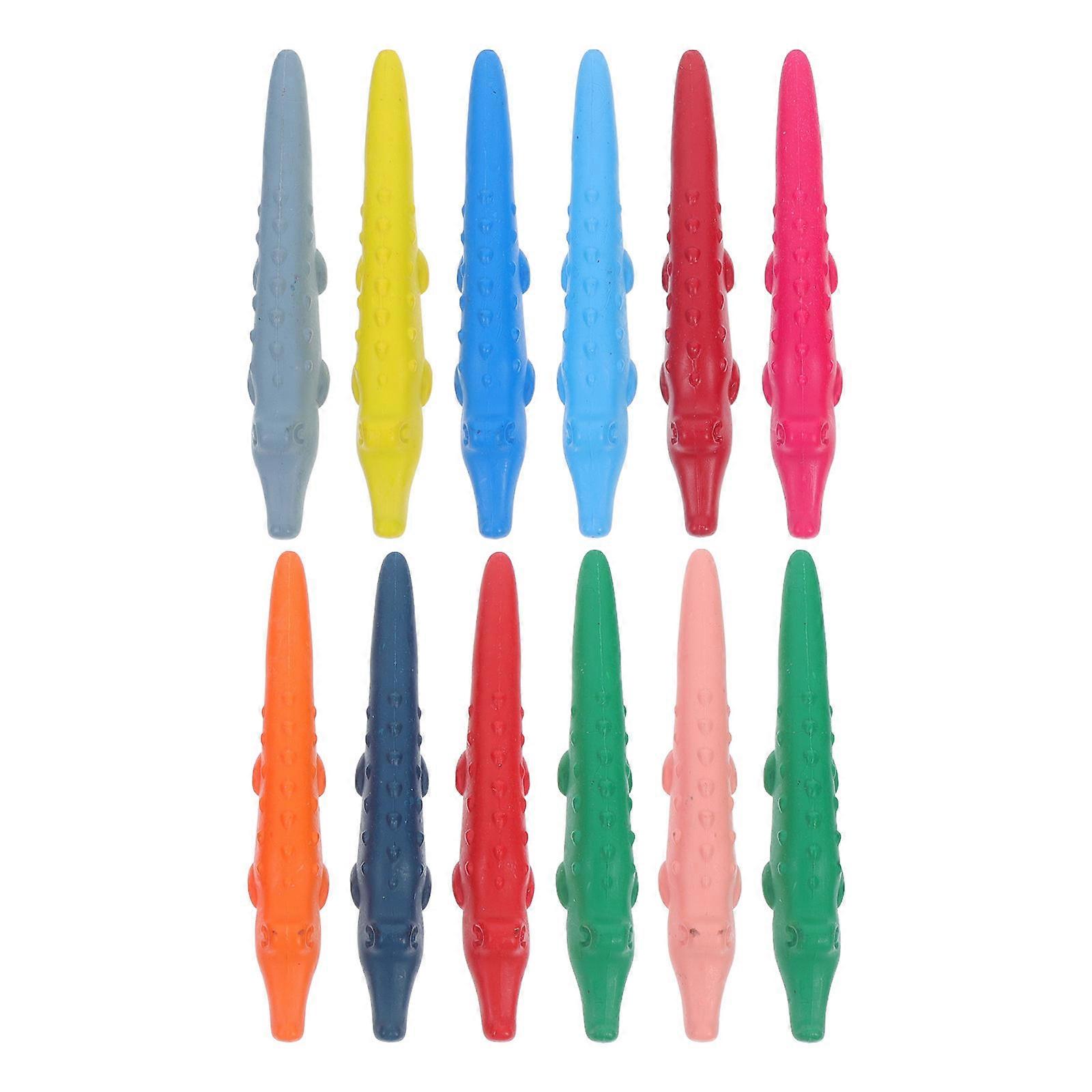 Toddlers Crayons Inspiring Creativity Kids Art Activities Crocodile Shaped Multi-Color Small Wax Crayons Erasable 12Pcs