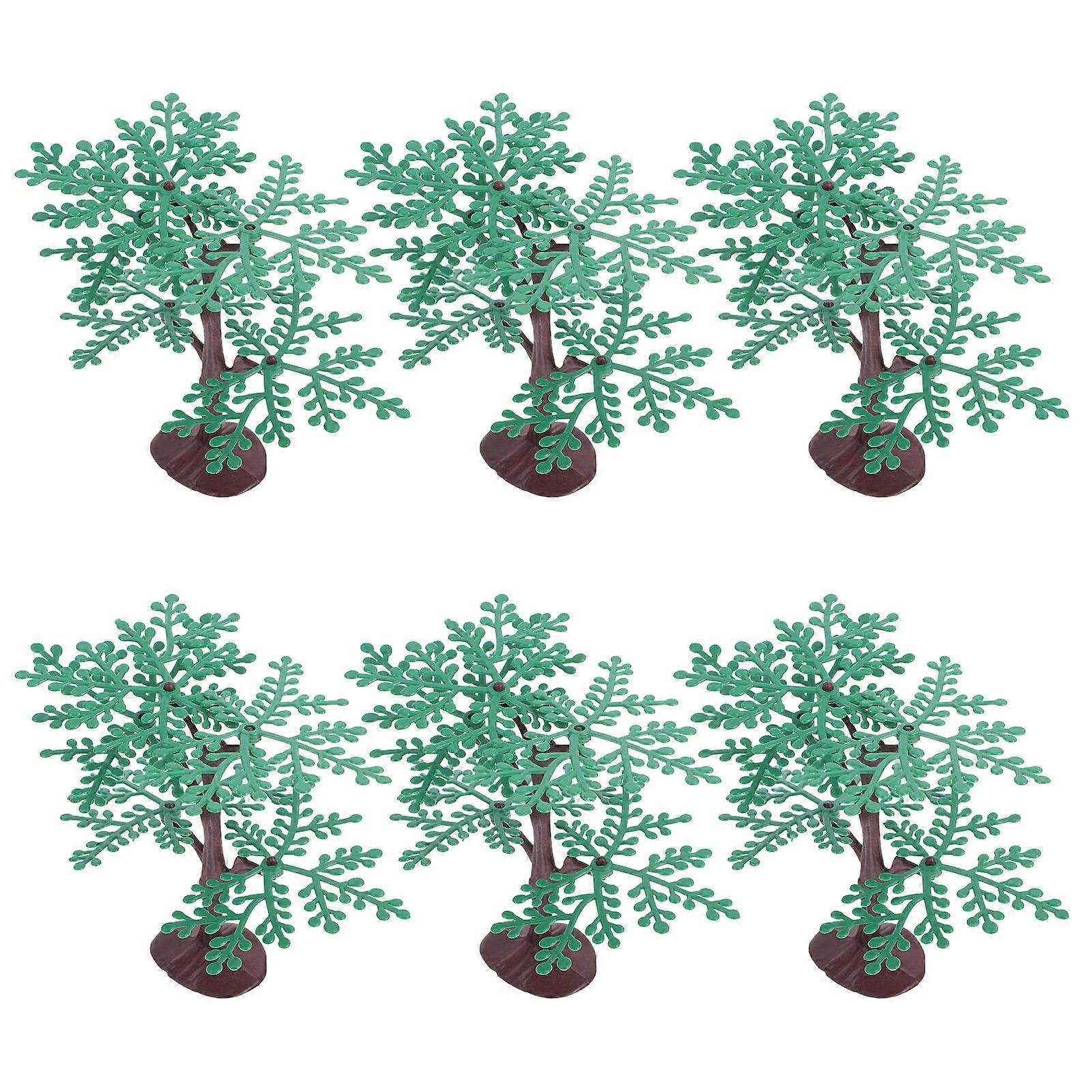 Little Trees Durable Material Green Plastic Miniature Tree Model for Model Scenery Components Diy Enthusiasts 6Pcs