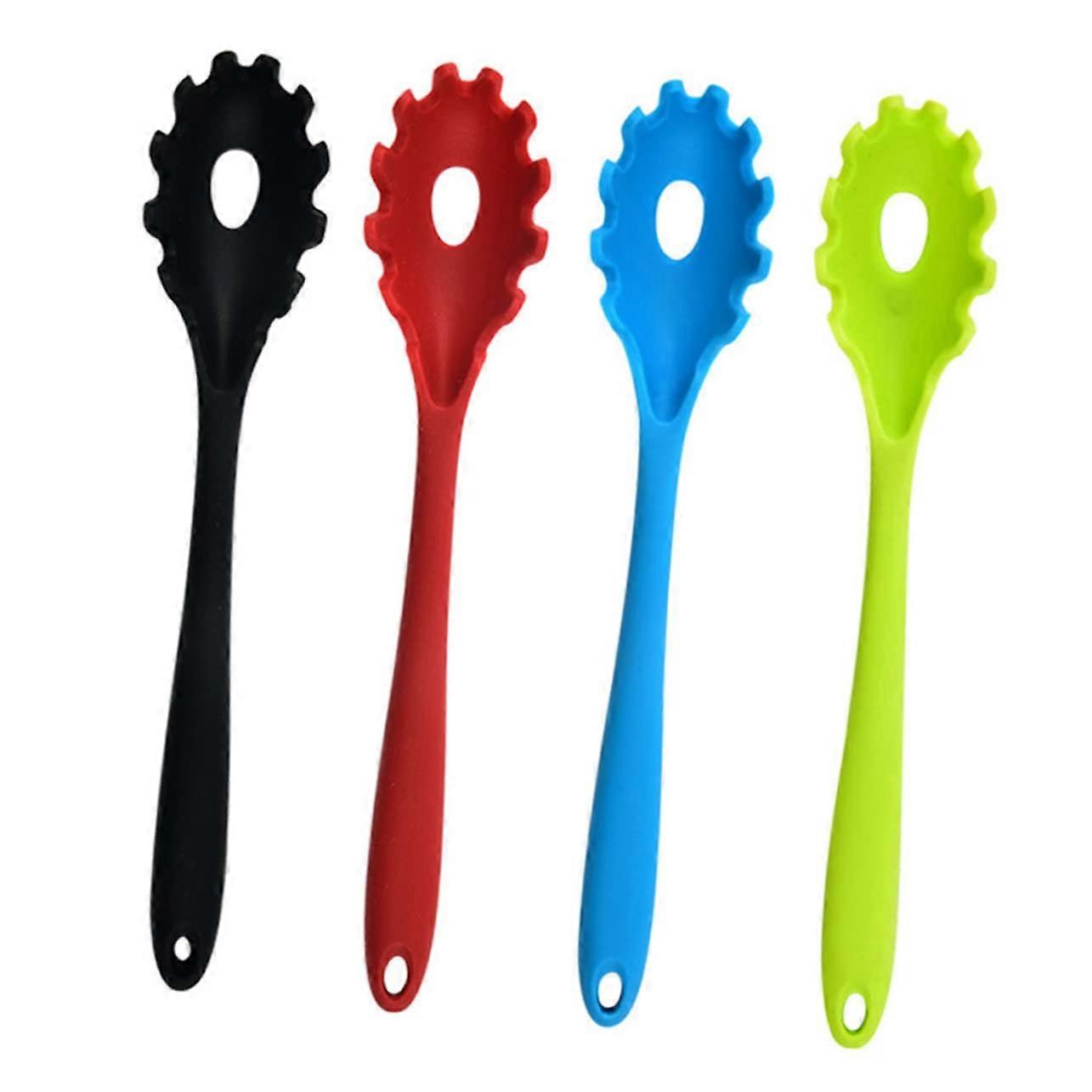 Practical 4piece silicone noodle spoon set sieve filter for noodles pasta for wall mounting Not