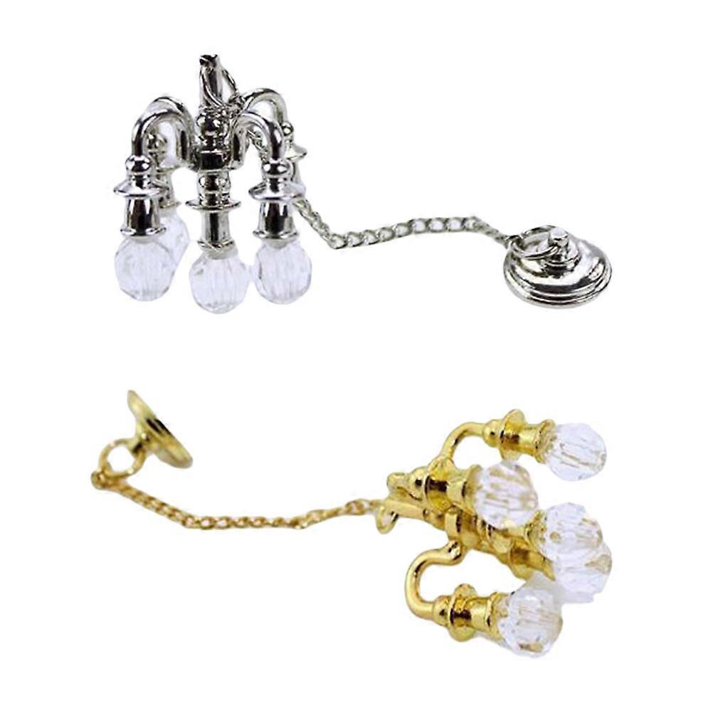 Miniatures Lamp Crystal Chandelier Model Hobbyists Simple Design 8.00X2.00X2.00CM 2Pcs