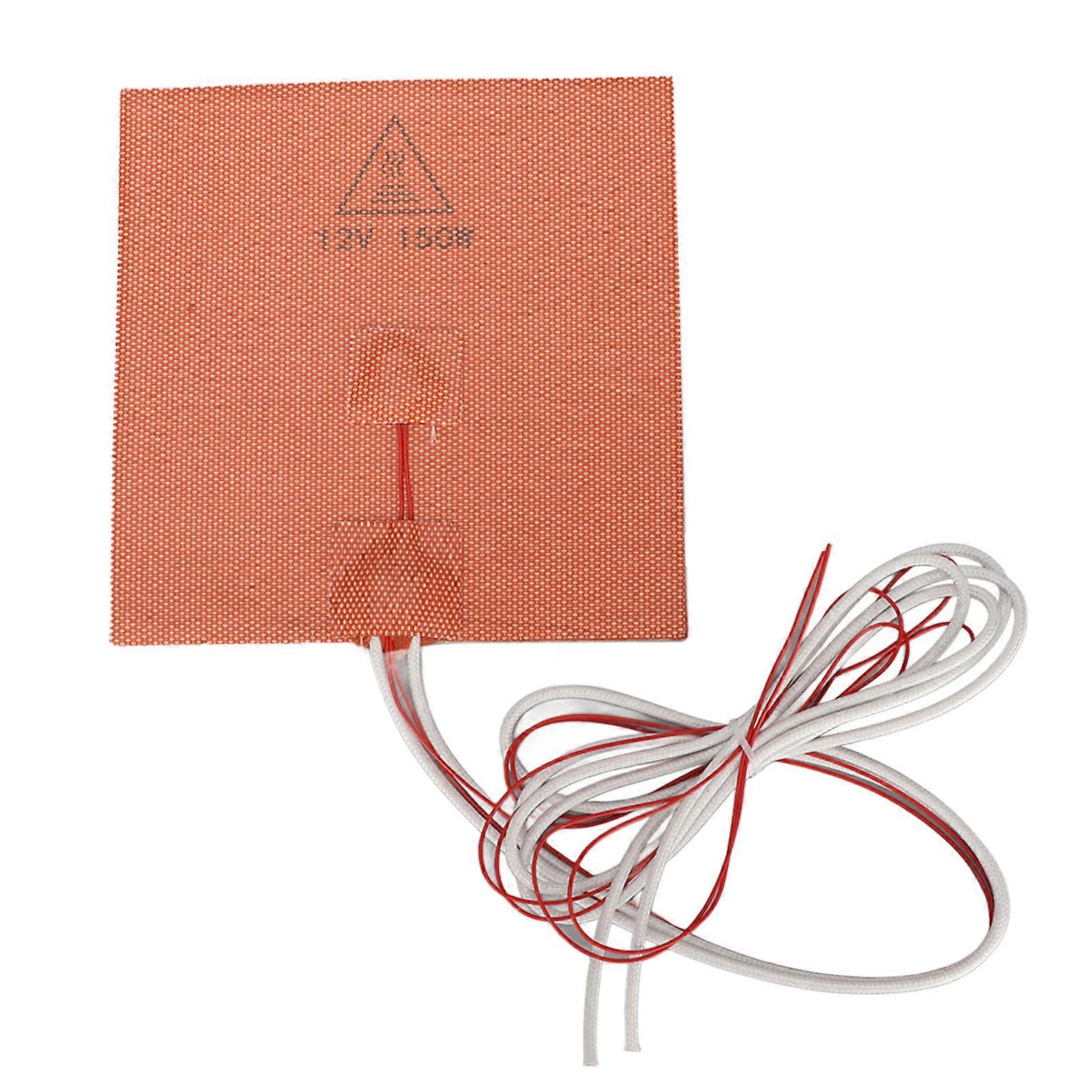 150 x 150mm 12V 150W High Temperature Resistant Silicone Heating Pad with Back Glue for 3D Printer Accessories