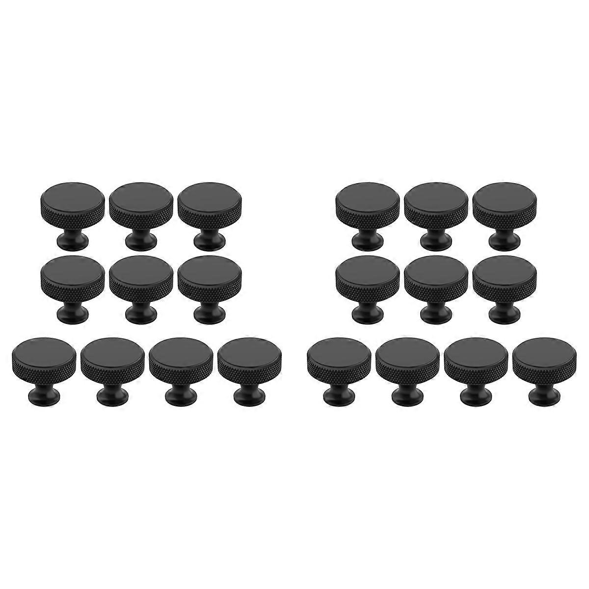 20 Pack Matte Black Knurled Cabinet Knobs Round Kitchen Cabinet Pulls for Drawer Dresser, Cupboard a