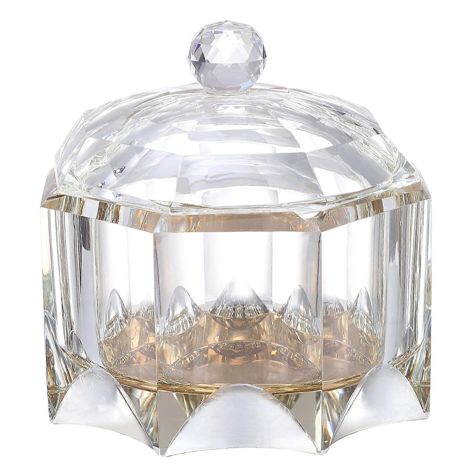 Home Decoration Creative Crystal Ashtray with Lid for Home and Office Use Gold Color Octagonal Shape Smoke Ash Storage 1Pcs