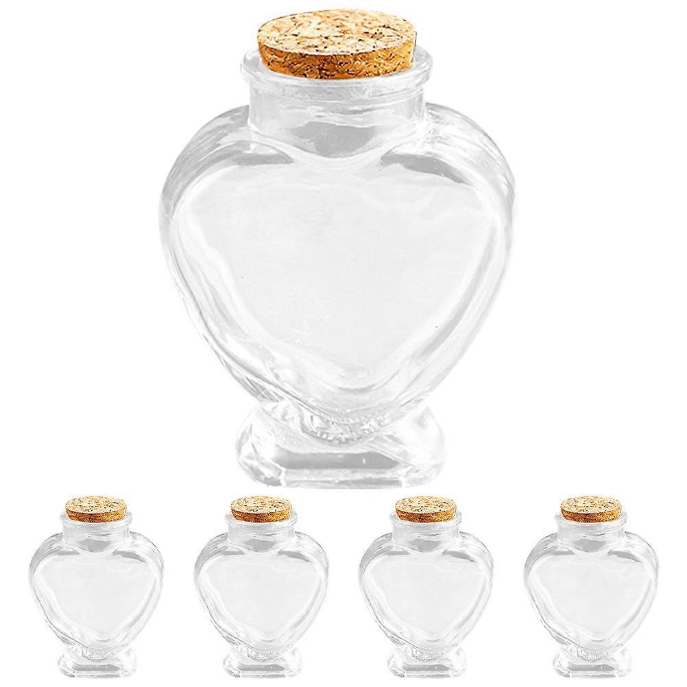 5pcs Transparent Glass Wishing Bottles with Cork Stoppers for Messages, Essential Oils, and Small Treasures – Decorative Storage Containers for DIY