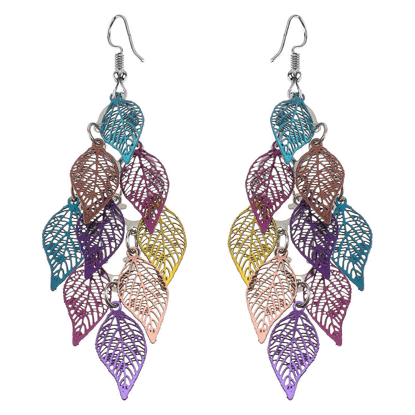 ورقة الشكل تتدلى القرط أنيقة ومظهر جديد الحلي الأذن سبائك النحاس 7.7x2.5cm 1 زوج