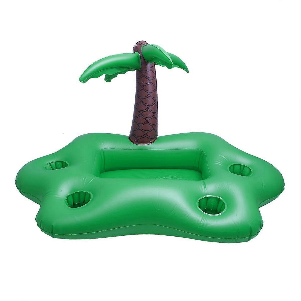 Beach Pool Cup Holder Inflatable Coconut Tree Cup Seat For Water Recreation Green 1Pack