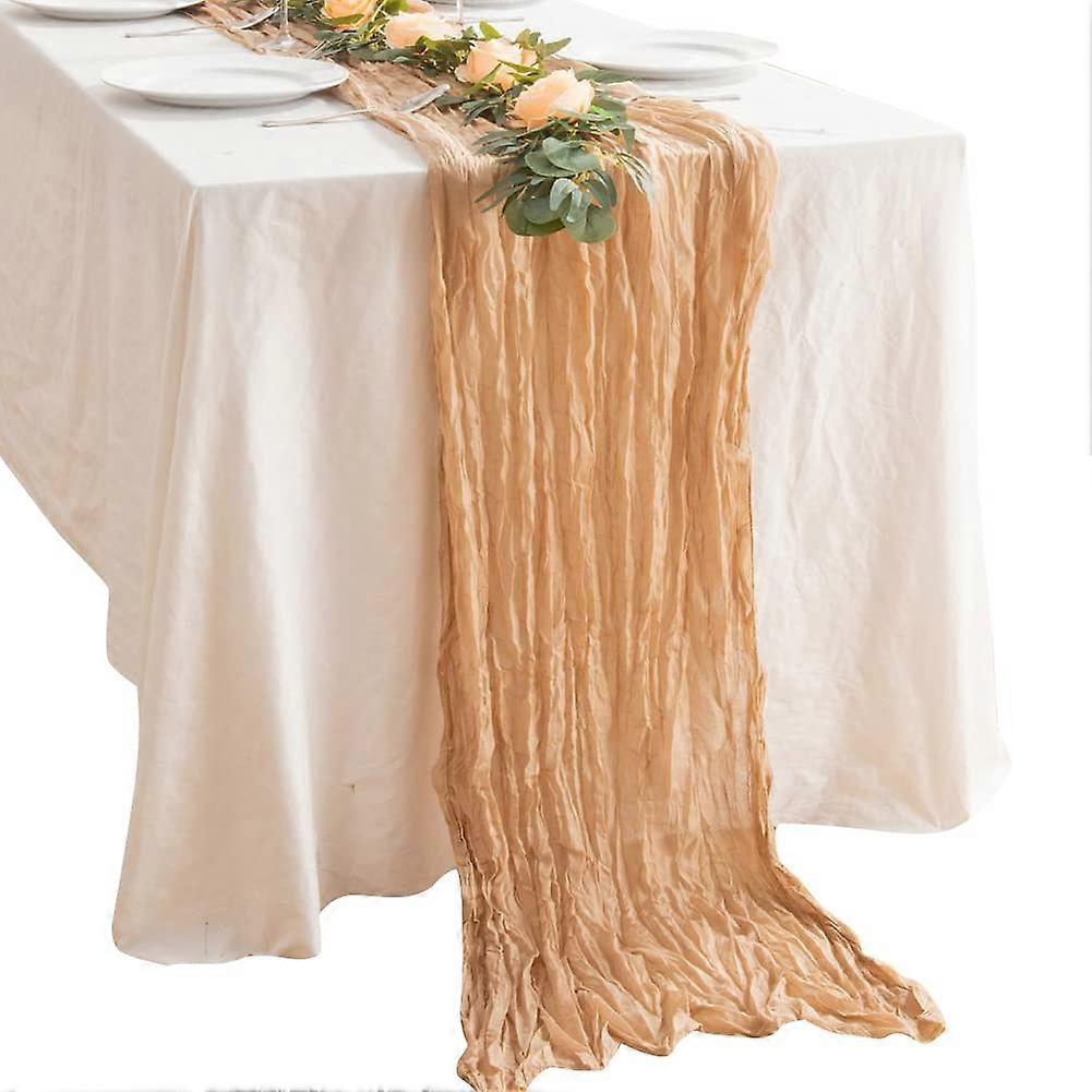 Cheesecloth Table Runner 90x300 cm, Gauze, Semi-Transparent, Boho Rustic Wedding Arch Curtains Yellow 03