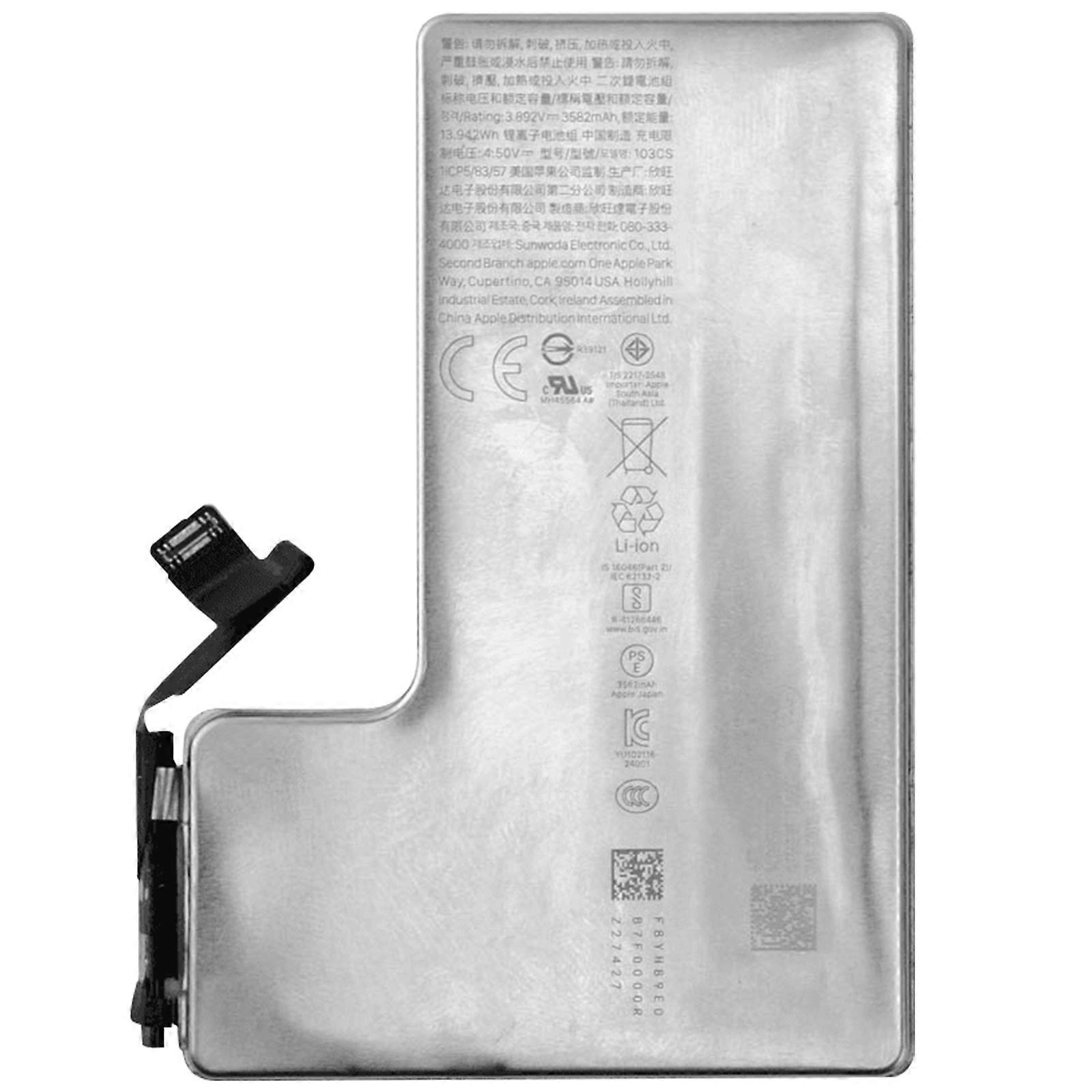 Batterie interne pour iPhone 16 Pro 3582mAh modèle 22038, Argent