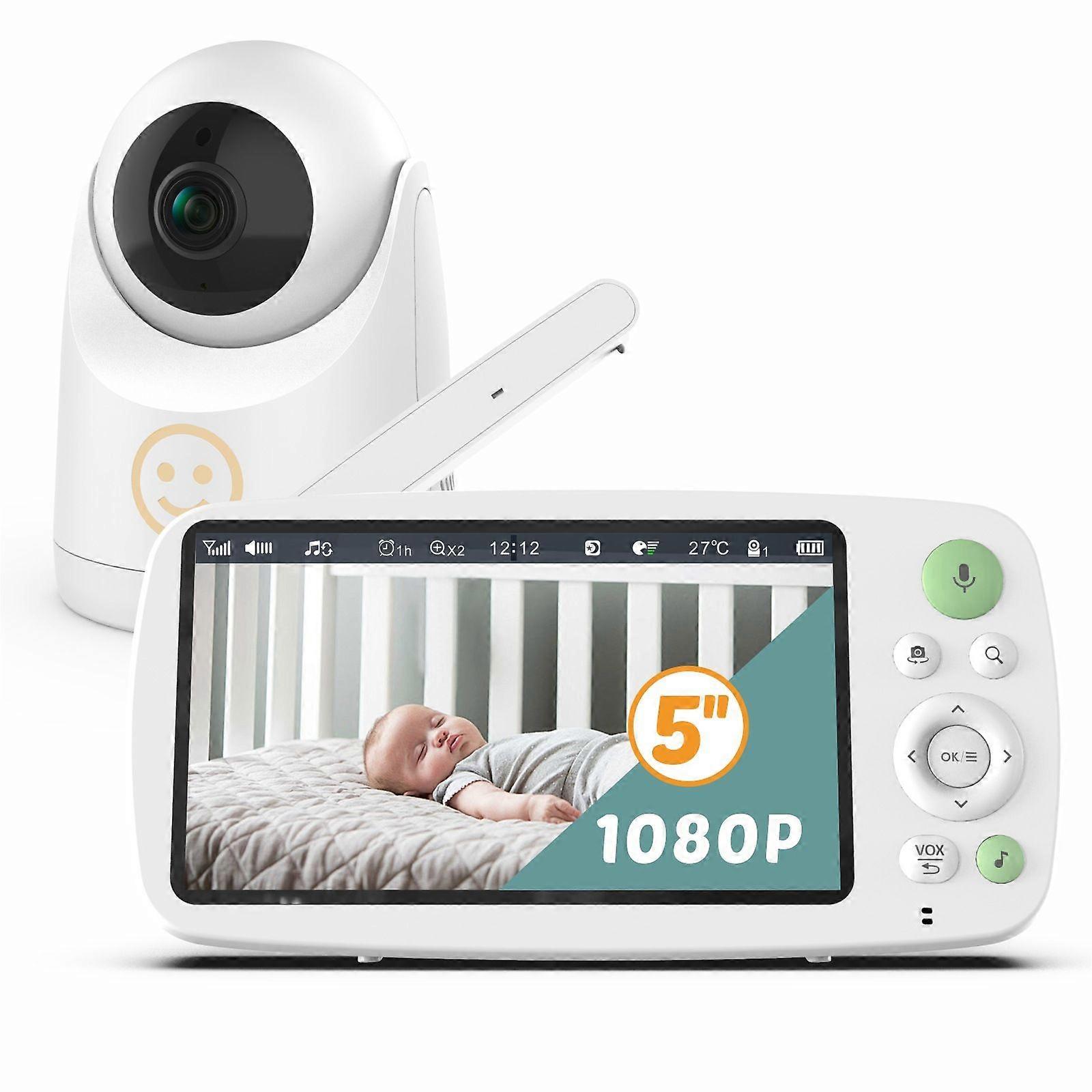1080P Baby Monitor 5" IPS Screen Night Vision, Two-Way Talk, Clear Sound Monitor Camera
