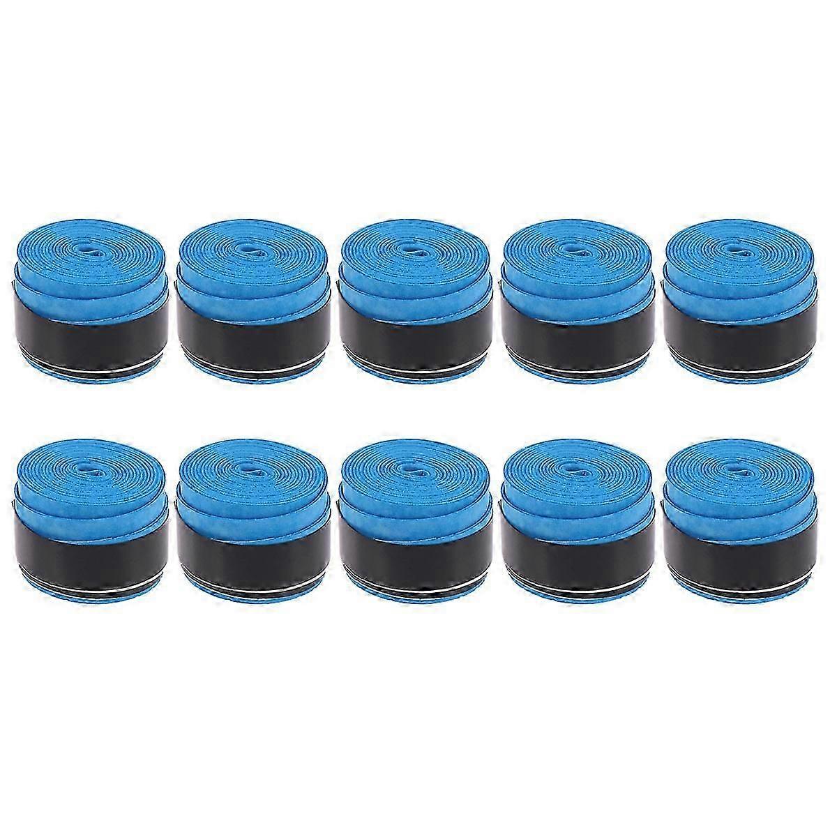 10pcs Blue Racket Grip Anti Perforated Super Absorbent Tennis Squash Racket Badminton Overgrip Sweat Band