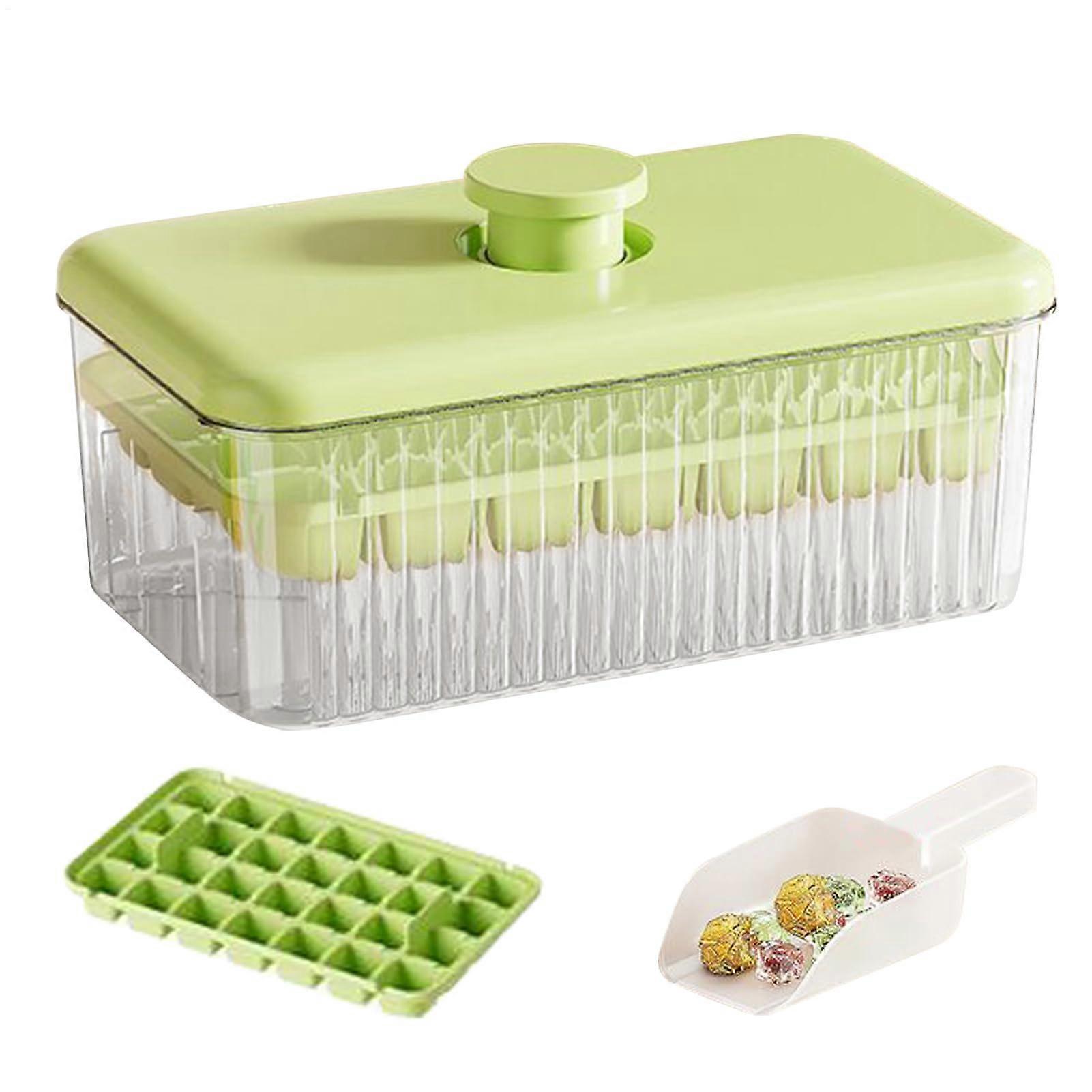 Ice Cube Container With Lid For Freezer, Green Ice Cube Molds, Kitchen Accessory For Wine, Cocktails And Coffee