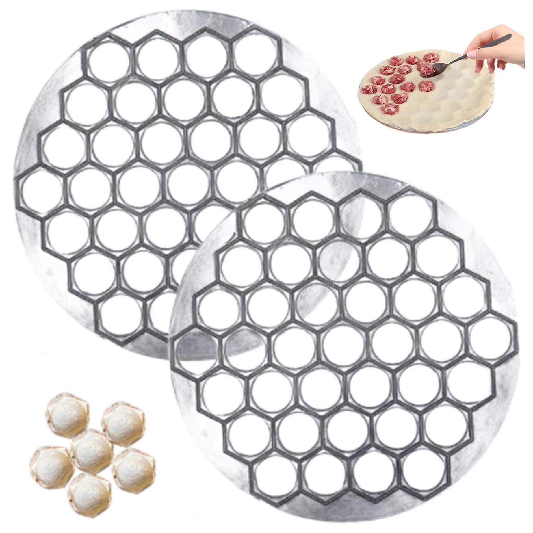 2pcs Dumpling Maker, Aluminium Alloy Russian Ravioli Maker with 37 Cavities, 10cm Diameter for Siberian Pelmeni Meat Dumplings